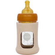 Baby glasflaske, wide Neck m. Sleeve 150ml Sand - 1 styk