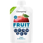Æble & blåbær frugtpuré Økologisk - 100 gram - Clearspring