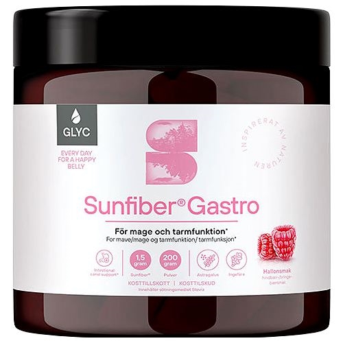 GLYC Sunfiber®Gastro hindbærsmag - 200 g - Glyc