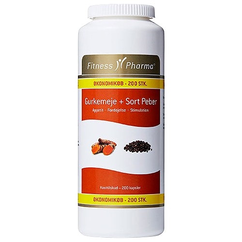 Gurkemeje & Sort Peber - 200 Kapsler - Fitness Pharma