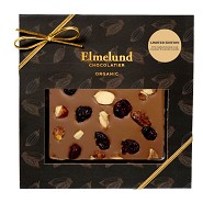 Mælkechokolade m. brændte mandler & tranebær Økologisk Limited Editi - 80 gram - Elmelund