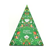 Triangular tejulekalender grøn   Økologisk  - 25 breve - English Tea Shop