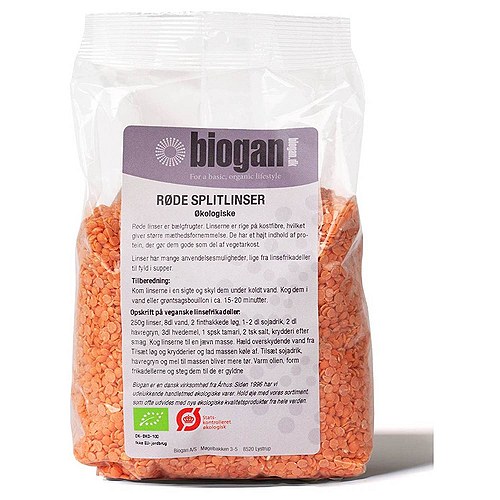 Røde Split linser Økologisk - 750 gr - Biogan - DISCOUNT PRIS