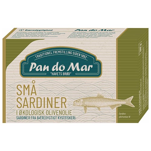 Små sardiner i Økologisk olivenolie, kystfanget Spanien - 120 gram - Pan do Mar