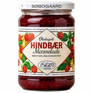 Hindbærmarmelade sødet med æble Økologisk - 390 gram - Søbogaard
