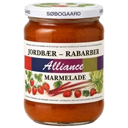 Jordbær, Rabarbermarmelade Økologisk - 400 gram - Søbogaard