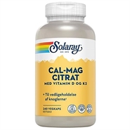 Cal-Mag Citrat med vitamin D og K2 - 240 kap - Solaray