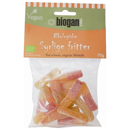 Syrlige fritter vingummi gelatinefri, Økologisk - 75 gram - Biogan