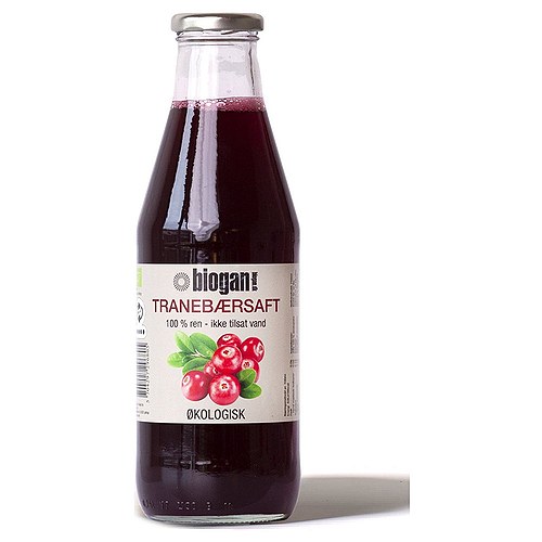 Tranebærsaft 100% ren saft Økologisk - 750 ml - Biogan